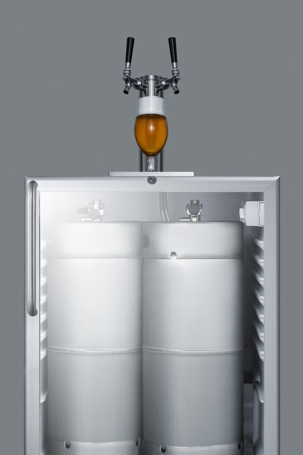 Built-In Glass Door Kegerator For Use Under ADA Compliant Counters With Dual Tap Kit For Two 1/6 Kegs - SBC56GBICSSADA Summit Commercial