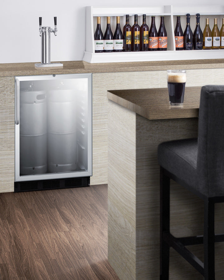 Built-In Glass Door Kegerator For Use Under ADA Compliant Counters With Dual Tap Kit For Two 1/6 Kegs - SBC56GBICSSADA Summit Commercial
