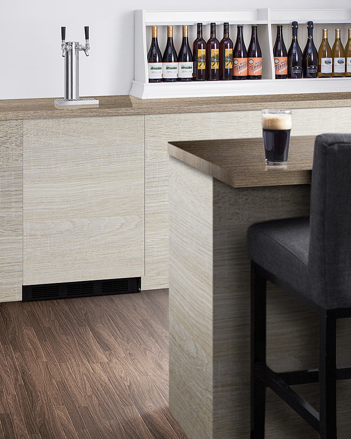 Built-In Kegerator For Use Under ADA Compliant Counters With Dual Tap Kit For Two 1/6 Kegs And Panel-Ready Door - SBC58BLBIADAIF Summit Commercial
