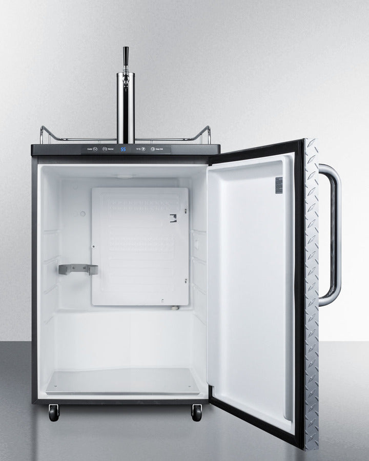 Built-In  Beer Dispenser, Auto Defrost With Digital Thermostat, Diamond Plate Door, Towel Bar Handle, And Black Cabinet - SBC635MBIDPL Summit