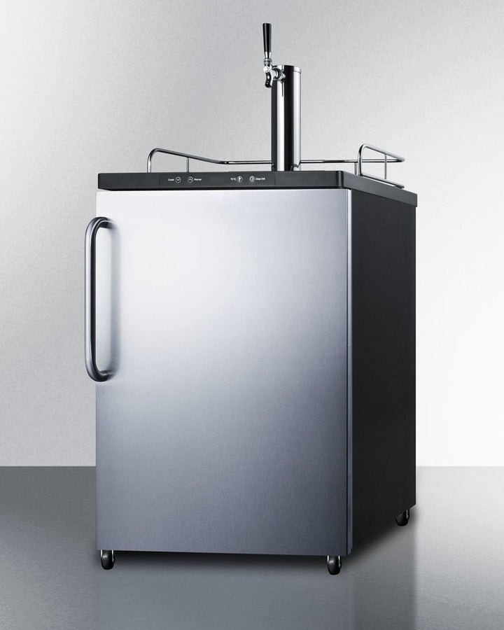 Freestanding Commercially Listed Beer Dispenser, Auto Defrost With Digital Thermostat, Stainless Steel Door, Towel Bar Handle, And Black Cabinet - SBC635M7SSTB Summit Commercial