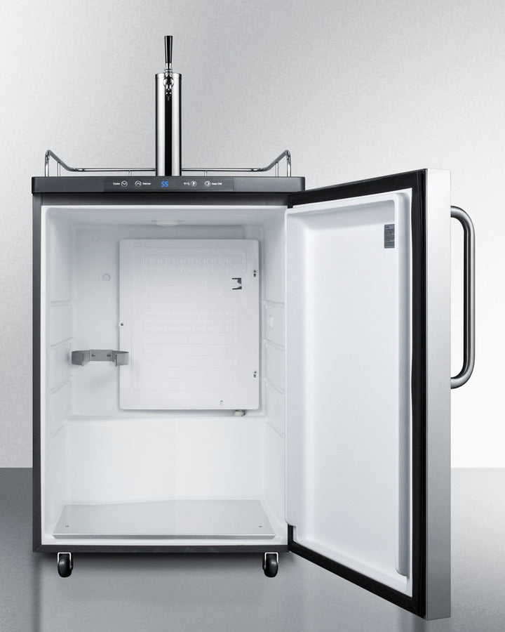 Freestanding Commercially Listed Beer Dispenser, Auto Defrost With Digital Thermostat, Stainless Steel Door, Towel Bar Handle, And Black Cabinet - SBC635M7SSTB Summit Commercial