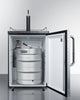 Freestanding  Beer Dispenser, Auto Defrost With Digital Thermostat, Diamond Plate Door, Towel Bar Handle And Black Cabinet - SBC635MDPL Summit