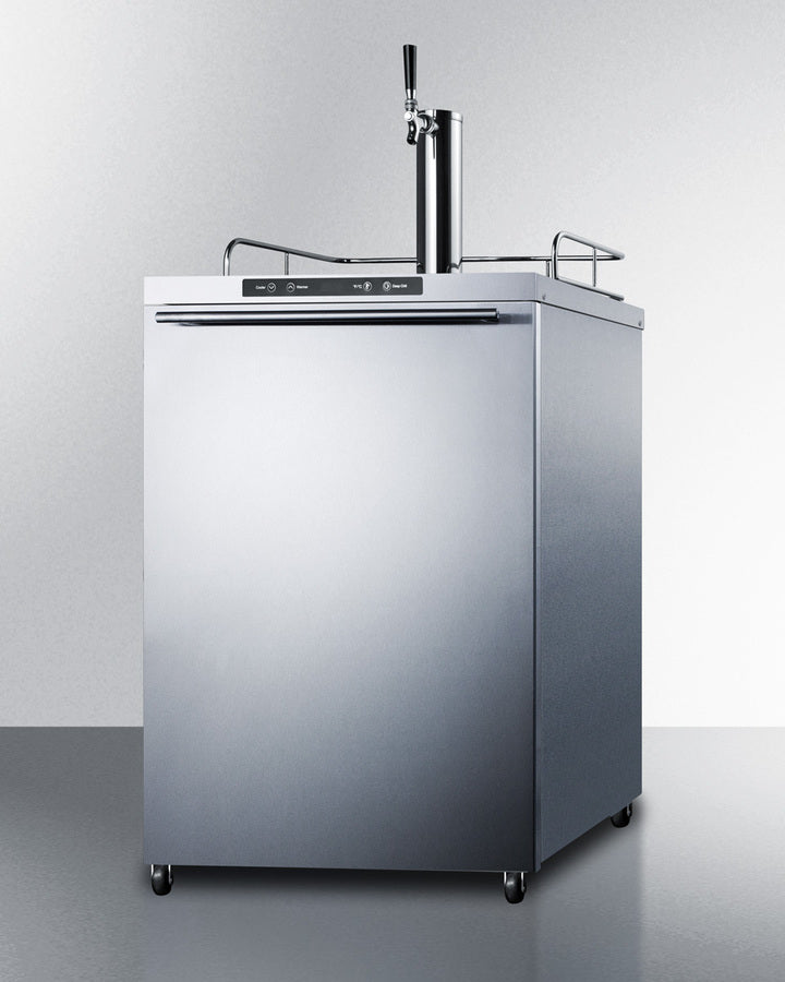 Freestanding Commercially Listed Outdoor Beer Dispenser, Auto Defrost With Digital Thermostat, Stainless Steel Wrapped Exterior, And Horizontal Handle - SBC635MOS7HH Summit Commercial