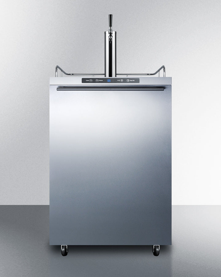 Freestanding Commercially Listed Outdoor Beer Dispenser, Auto Defrost With Digital Thermostat, Stainless Steel Wrapped Exterior, And Horizontal Handle - SBC635MOS7HH Summit Commercial
