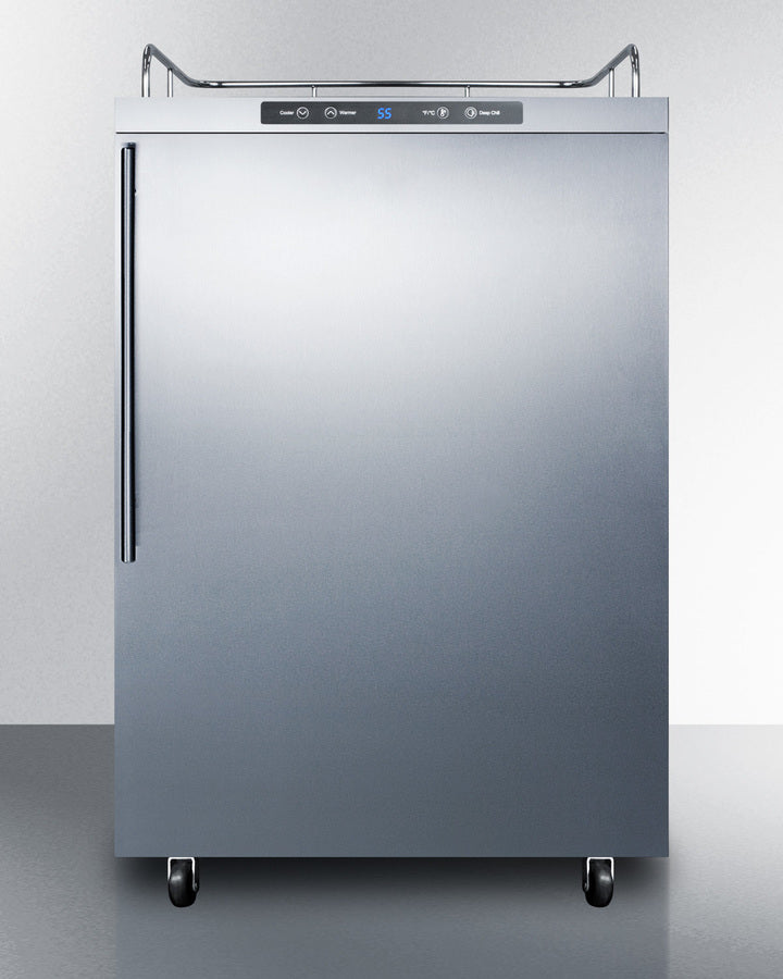 Freestanding Commercially Listed Outdoor Beer Dispenser, Auto Defrost With Digital Thermostat, Stainless Steel Wrapped Exterior, And Thin Handle - SBC635MOS7NKHV Summit Commercial