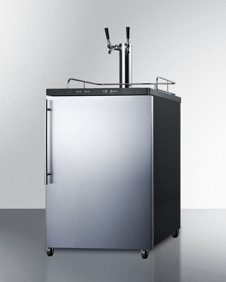 Built-In Commercially Listed Beer Dispenser, Auto Defrost With Digital Thermostat, Dual Tap System, Stainless Steel Door, Thin Handle, And Black Cabinet - SBC635MBI7SSHVTWIN Summit Commercial