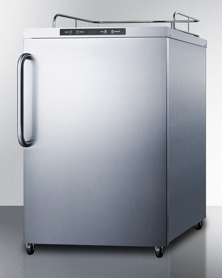 Freestanding Commercially Listed Outdoor Beer Dispenser, Auto Defrost With Digital Thermostat, Stainless Steel Wrapped Exterior, And Towel Bar Handle - SBC635MOS7NK Summit Commercial