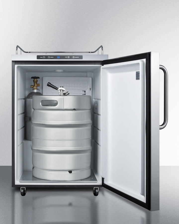 Freestanding Commercially Listed Outdoor Beer Dispenser, Auto Defrost With Digital Thermostat, Stainless Steel Wrapped Exterior, And Towel Bar Handle - SBC635MOS7NK Summit Commercial