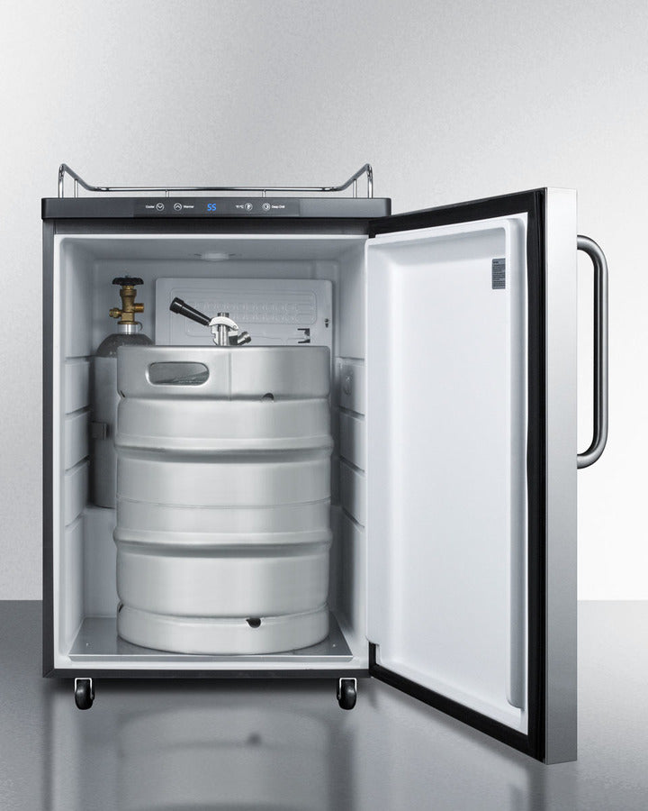 Built-In Commercially Listed Beer Dispenser, Auto Defrost With Digital Thermostat, Stainless Steel Door, Towel Bar Handle, And Black Cabinet - SBC635MBI7NKSSTB Summit Commercial