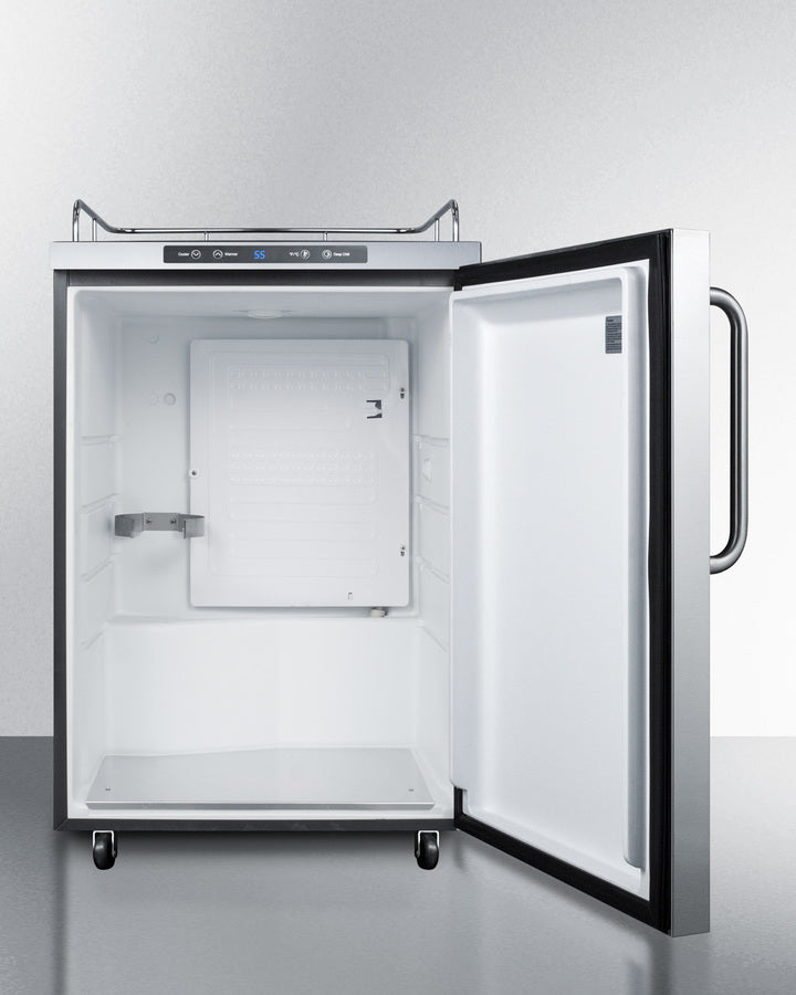 Freestanding Commercially Listed Outdoor Beer Dispenser, Auto Defrost With Digital Thermostat, Stainless Steel Wrapped Exterior, And Towel Bar Handle - SBC635MOS7NK Summit Commercial