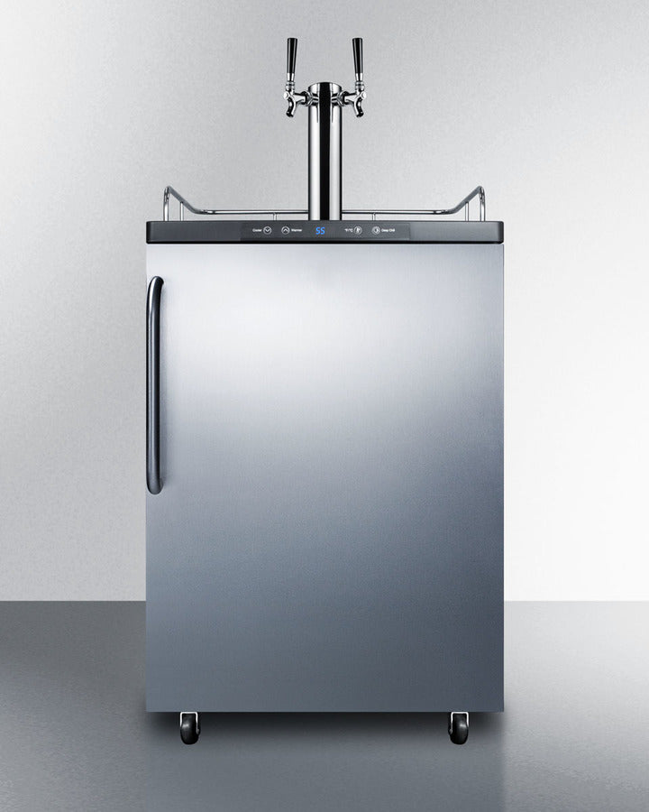 Built-In  Beer Dispenser, Auto Defrost With Digital Thermostat, Dual Tap System, Stainless Steel Door, Towel Bar Handle, And Black Cabinet - SBC635MBISSTBTWIN Summit