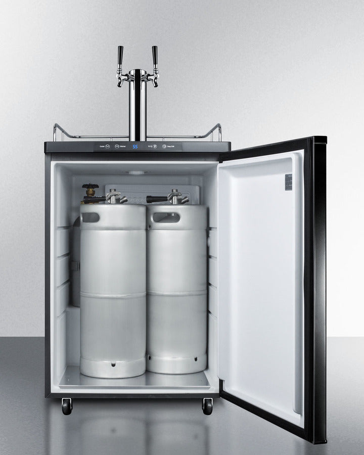 Built-In Commercially Listed Beer Dispenser, Auto Defrost With Digital Thermostat, Dual Tap System, And Black Exterior Finish - SBC635MBI7TWIN Summit Commercial