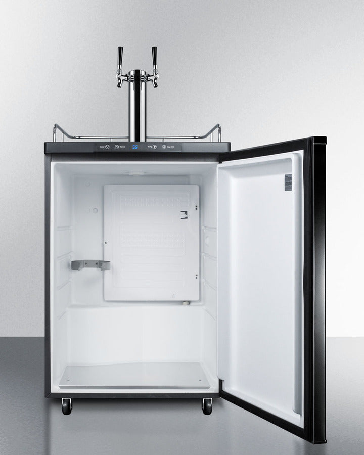 Built-In Commercially Listed Beer Dispenser, Auto Defrost With Digital Thermostat, Dual Tap System, And Black Exterior Finish - SBC635MBI7TWIN Summit Commercial