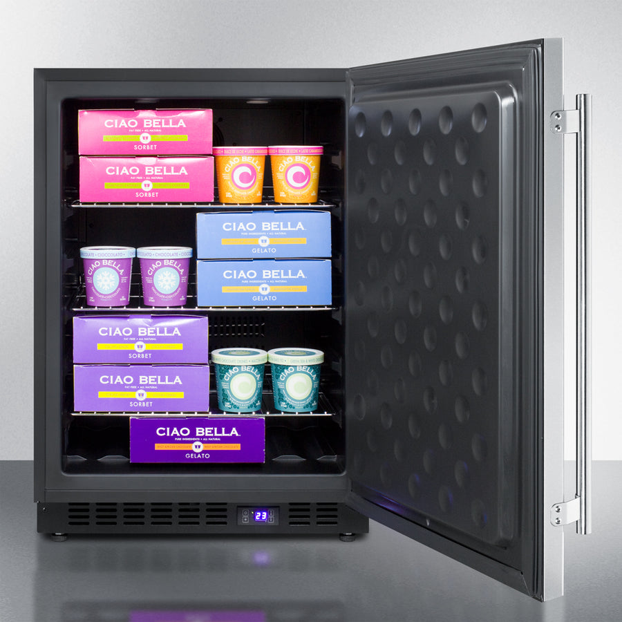 Frost-Free Outdoor Freezer In Complete Stainless Steel, With Digital Thermostat, LED Lighting, And Lock - SPFF51OSCSS Summit