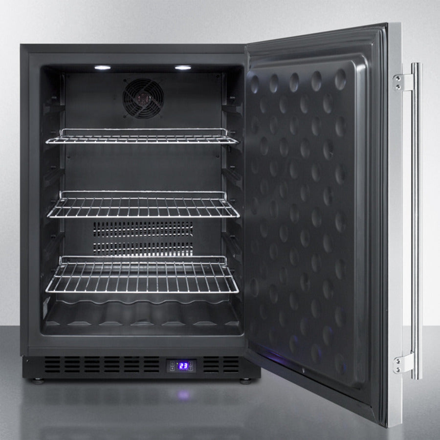 Frost-Free Outdoor Freezer  With Black Cabinet, Stainless Steel Door, Digital Thermostat, LED Lighting, And Lock - SPFF51OS Summit