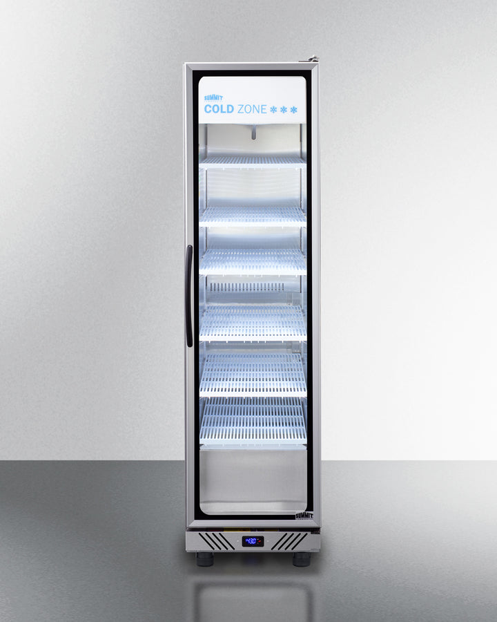 Commercial Glass Door Beverage Center In Slim Fit With Stainless Steel Interior & Exterior, Right Hand Door Swing - SCR1104RH Summit Commercial