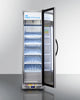 Commercial Glass Door Beverage Center In Slim Fit With Stainless Steel Interior & Exterior, Right Hand Door Swing - SCR1104RH Summit Commercial