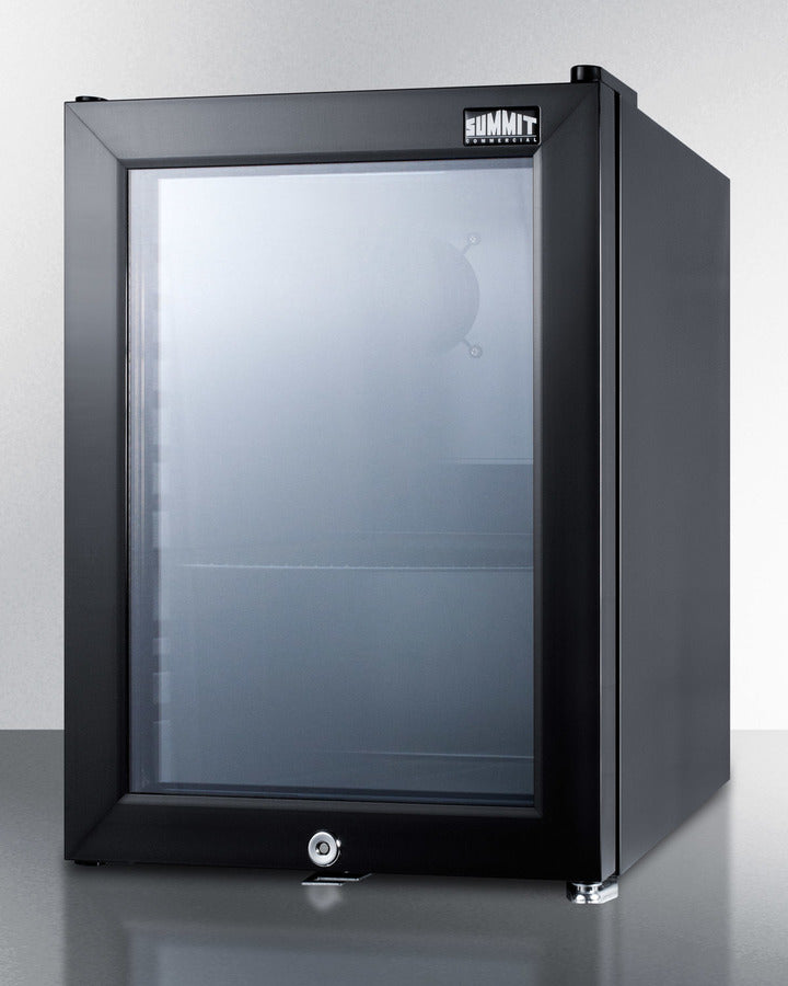 Compact Commercial Beverage Center With Glass Door, Lock, And Black Cabinet - SCR114L Summit Commercial