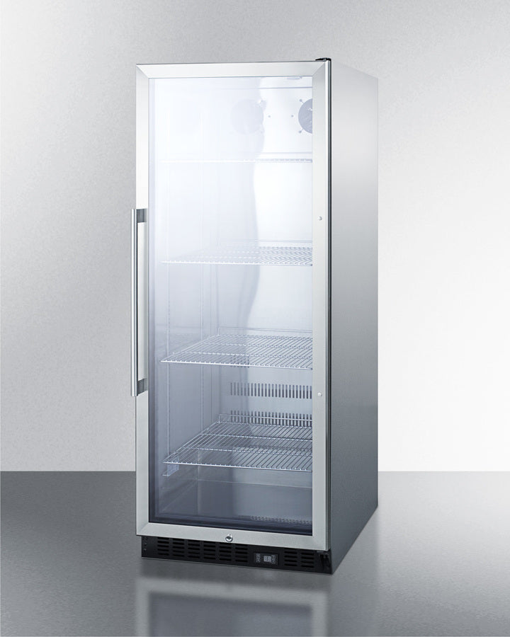 Commercial Beverage Merchandiser With 11 Cu.Ft. Capacity, Stainless Steel, Self-Closing Door, Digital Thermostat, And Ss Wrapped Cabinet - SCR1156CSS Summit Commercial