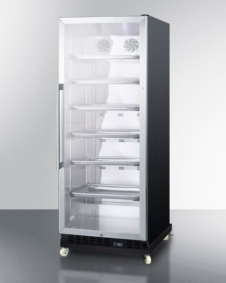 Commercial Mini Reach-In Beverage Center With Glass Door, Black Cabinet, And Dolly - SCR1156RI Summit Commercial
