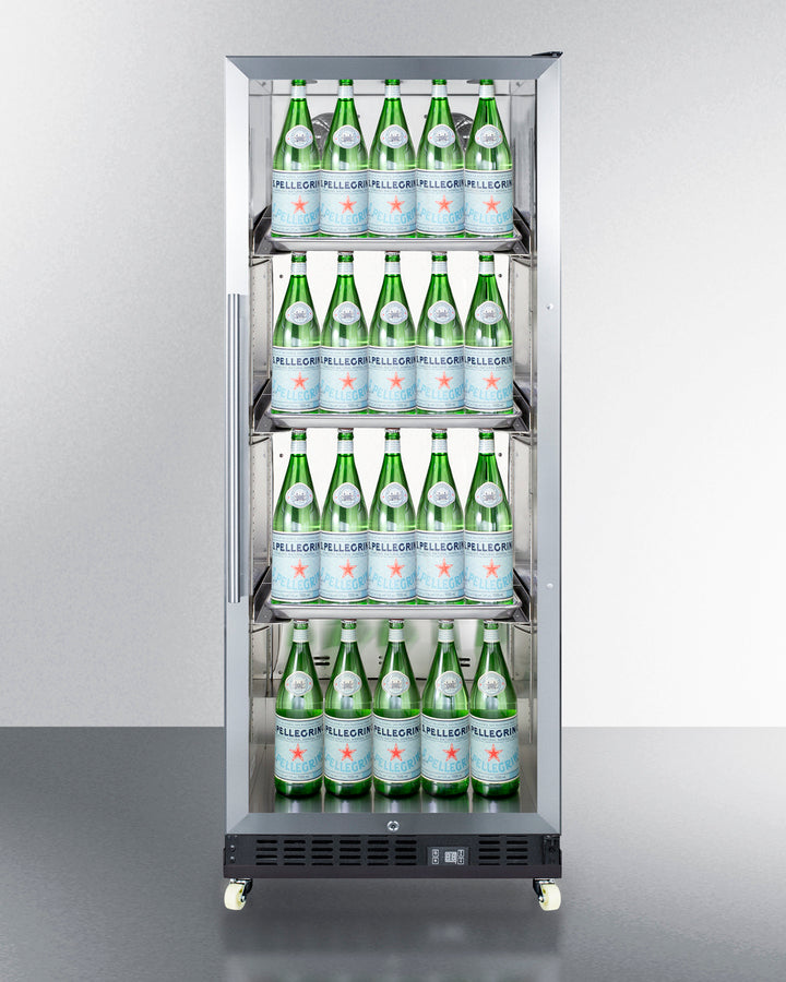 Commercial Mini Reach-In Beverage Center With Glass Door, Black Cabinet, And Dolly - SCR1156RI Summit Commercial