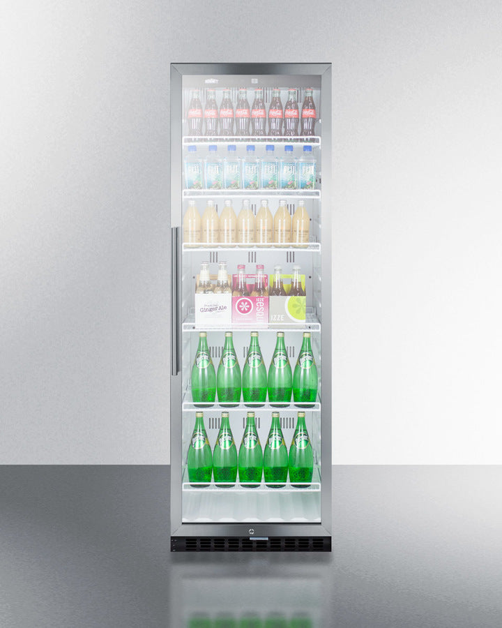 Commercial Beverage Merchandiser With 12.6 Cu.Ft. Capacity, Digital Thermostat, Self-Closing Door, And Stainless Steel Cabinet - SCR1400WCSS Summit Commercial