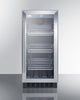 15'' Wide Built-In Undercounter Glass Door Beverage Cooler For Home Or Commercial Use, With Digital Controls, Lock, LED Light, And Black Cabinet - SCR1536BG Summit
