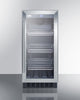 15'' Wide Built-In Undercounter Glass Door Beverage Cooler For Home Or Commercial Use, With Digital Controls, Lock, LED Light, And Stainless Steel Cabinet - SCR1536BGCSS Summit