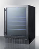 Built-In Undercounter Beverage Refrigerator With Seamless Trimmed Glass Door, Digital Controls, Lock, And Black Cabinet - SCR2466B Summit