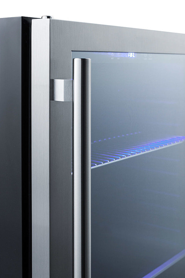 Built-In Undercounter Beverage Refrigerator With Seamless Trimmed Glass Door, Digital Controls, Lock, And Black Cabinet - SCR2466B Summit