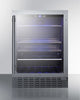 Built-In Undercounter Beverage Refrigerator With Seamless Trimmed Glass Door, Digital Controls, Lock, And Stainless Steel Cabinet - SCR2466BCSS Summit
