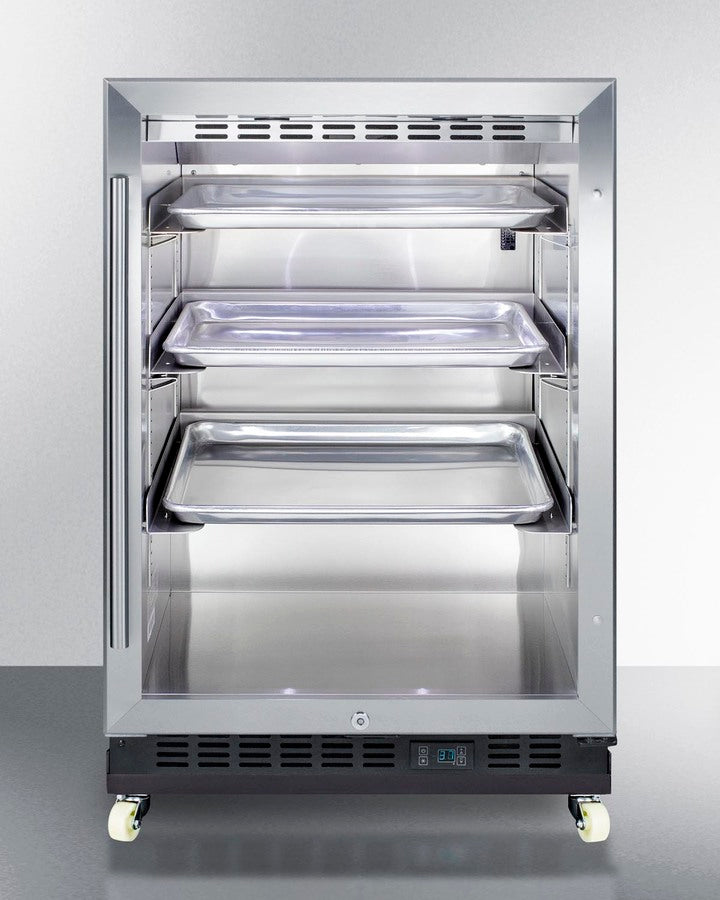 Mini Reach-In Beverage Center With Black Cabinet, Glass Door, And Dolly - SCR610BLRI Summit Commercial