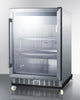 Commercial Outdoor Mini Reach-In Beverage Center With Glass Door, Stainless Steel Cabinet, And Dolly - SCR611GLOSRI Summit Commercial