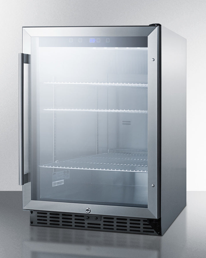 Outdoor Built-In Undercounter Commercial Glass Door Beverage Center With Stainless Steel Interior And Exterior Cabinet - SCR611GLOS Summit Commercial