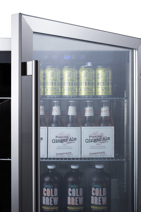 Outdoor Built-In Undercounter Commercial Glass Door Beverage Center With Stainless Steel Interior And Exterior Cabinet - SCR611GLOS Summit Commercial