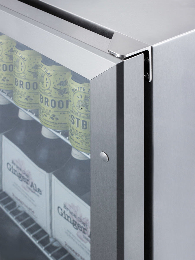 Outdoor Built-In Undercounter Commercial Glass Door Beverage Center With Stainless Steel Interior And Exterior Cabinet - SCR611GLOS Summit Commercial