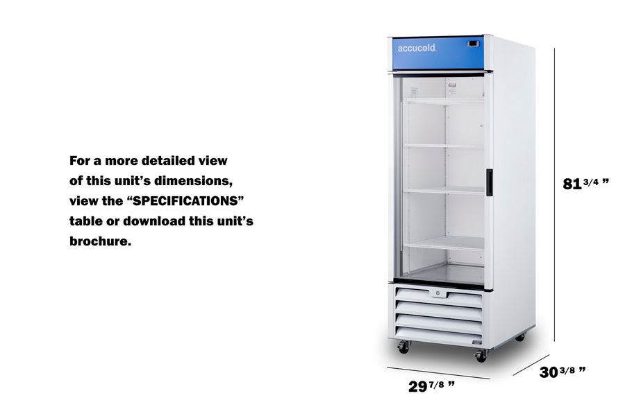 Full-Sized Glass Door Commercial Beverage Center - SCRR261GLH Accucold Commercial