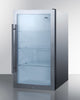 19'' Wide Shallow Depth Indoor/Outdoor Beverage Center With Glass Door And White Interior - SPR489OSCSS Summit