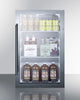 19'' Wide Shallow Depth Indoor/Outdoor Beverage Center With Glass Door And White Interior - SPR489OSCSS Summit