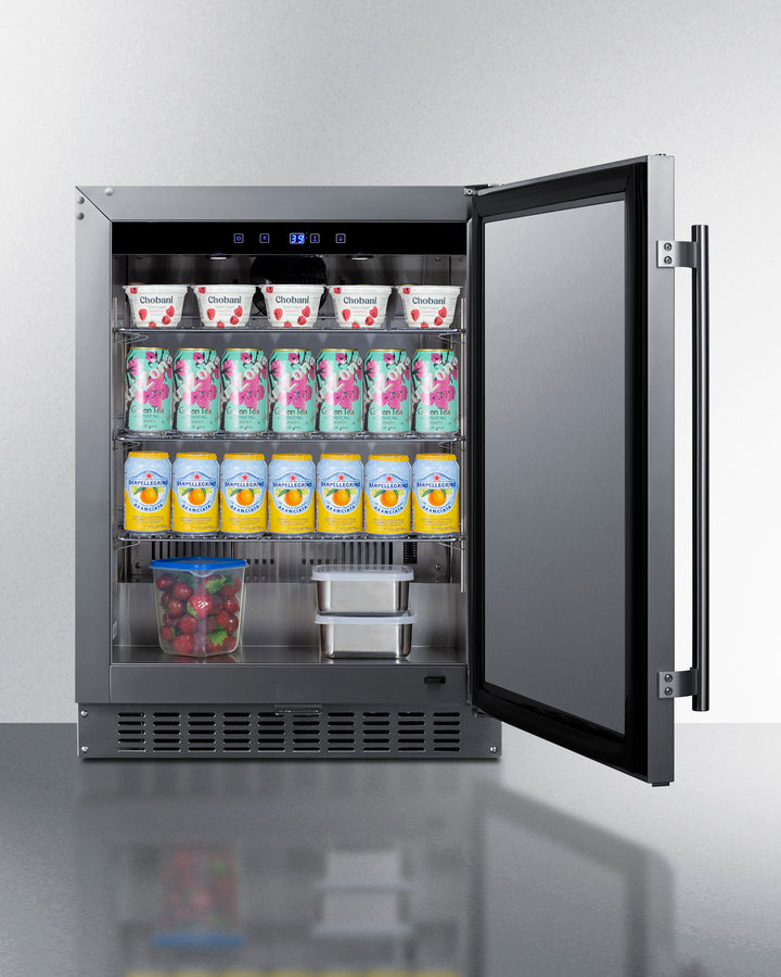 18'' Deep 24'' Wide Undercounter ADA Height Outdoor Refrigerator - ASDS2413CSS Summit