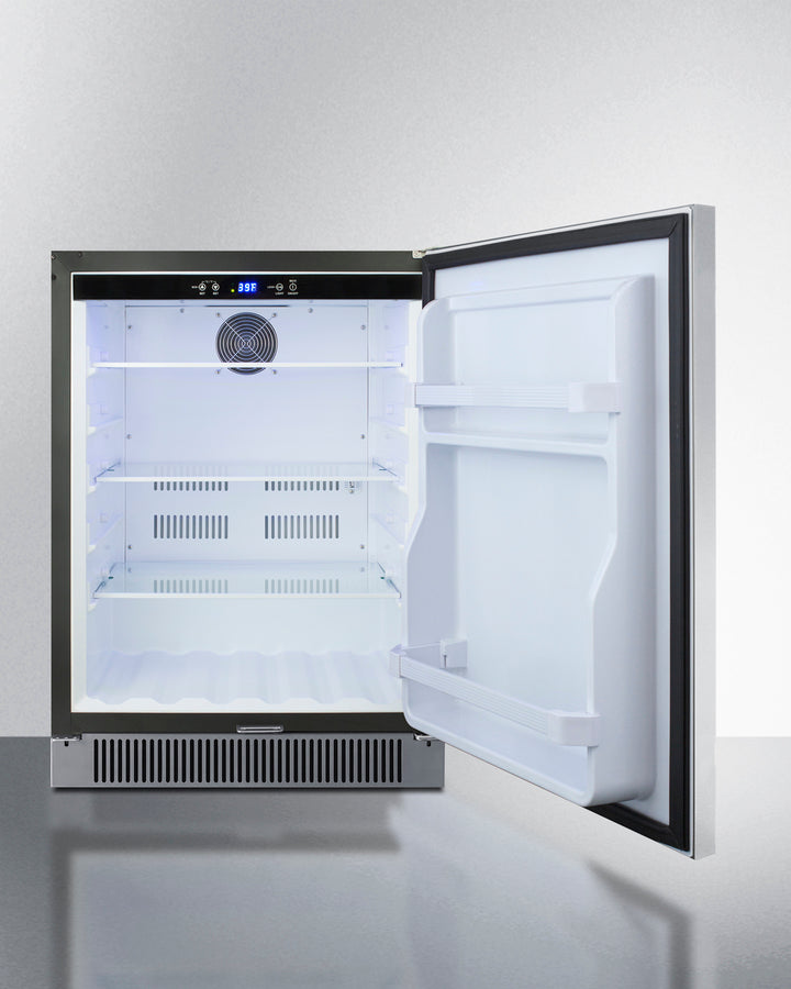 Outdoor Refrigerator , With Lock, Digital Thermostat, Black Cabinet, And Stainless Steel Door - SPR623OSCSS Summit