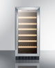 15'' Wide Wine Cellar , With Stainless Steel Wrapped Cabinet, Glass Door, And Lock - SWC1535BCSS Summit