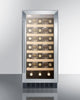 15'' Wide Wine Cellar , With Stainless Steel Wrapped Cabinet, Glass Door, And Lock - SWC1535BCSS Summit