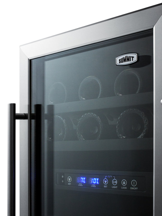 18'' Wide ADA Compliant Dual Zone Wine Cellar , With Digital Controls, Lock, And LED Lighting - SWC182ZADA Summit