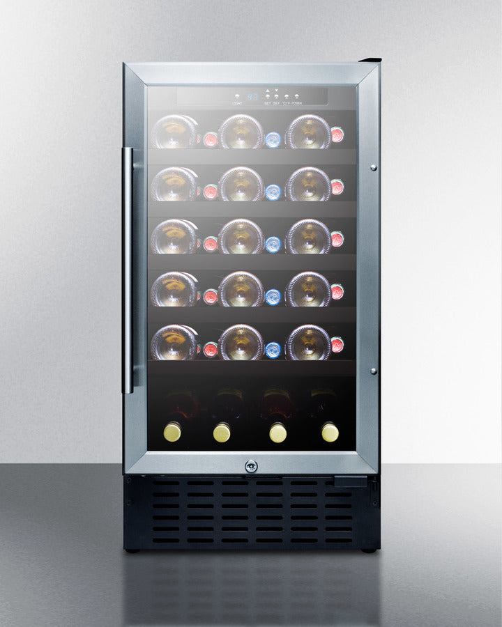 18'' Wide Wine Cellar  With Stainless Steel Cabinet, Digital Controls, And LED Lighting - SWC1840BCSS Summit