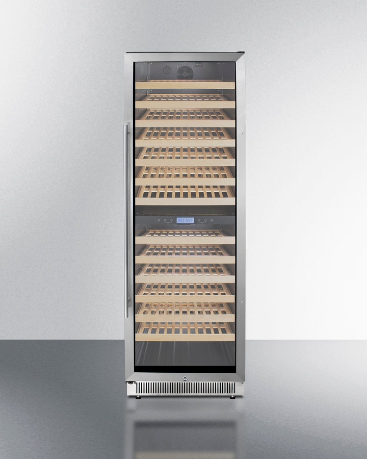 Upright Dual Zone Wine Cellar With Glass Door, Digital Thermostat, And Black Cabinet - SWC1966B Summit