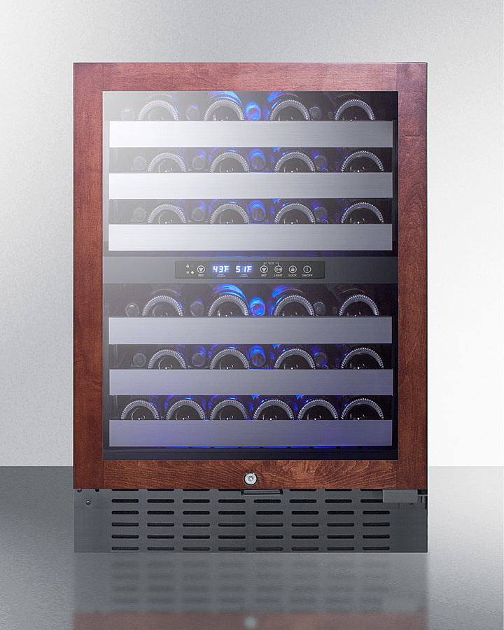 Dual Zone Built-In Wine Cellar With Panel-Ready Glass Door, Full Extension Shelves, Digital Thermostat, And Black Cabinet - SWC532BLBISTPNR Summit