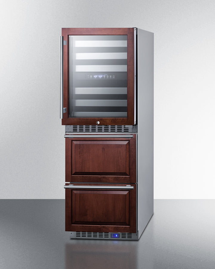 24'' Wide Combination Built-In/Freestanding Upright Dual Zone Wine Cellar And 2-Drawer Freezer, Panel-Ready Front - SWCDAF24PNR Summit