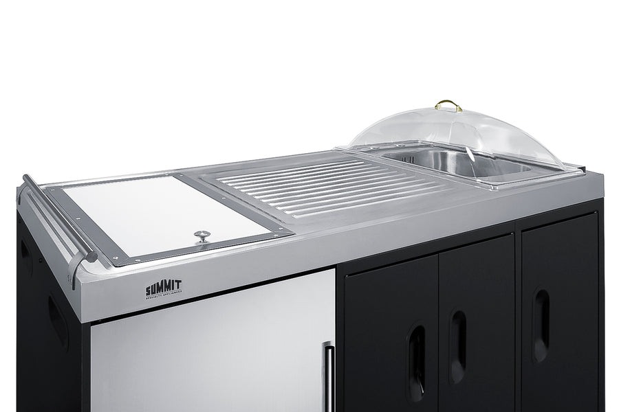 Mobile Outdoor Kitchenette With Refrigerator, Sink, Storage Cabinet, And Slide-Out Waste Bins - CARTOS54RS Summit